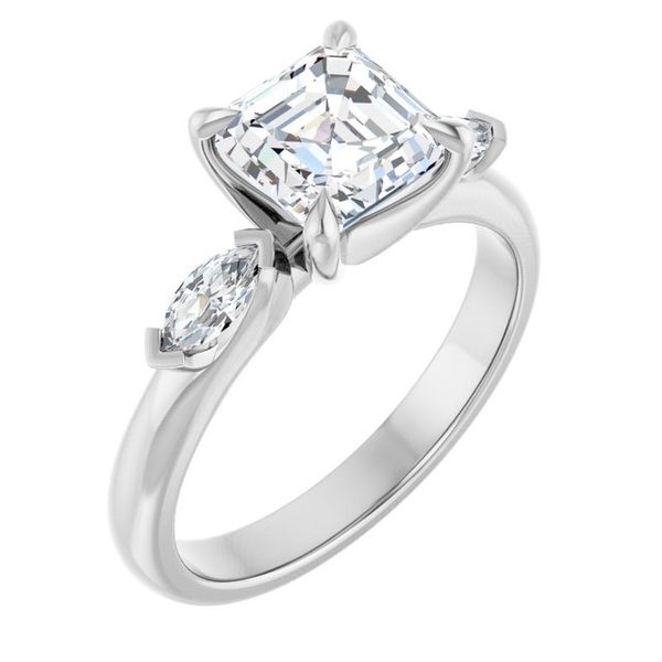 Claw-Prong Three-Stone Engagement Ring