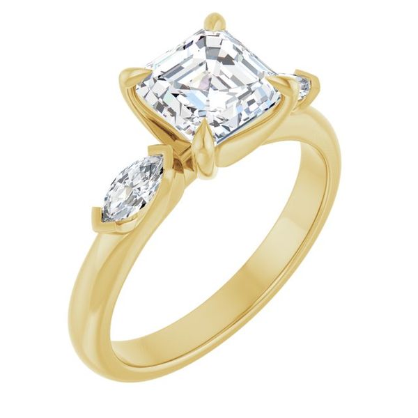 Claw-Prong Three-Stone Engagement Ring