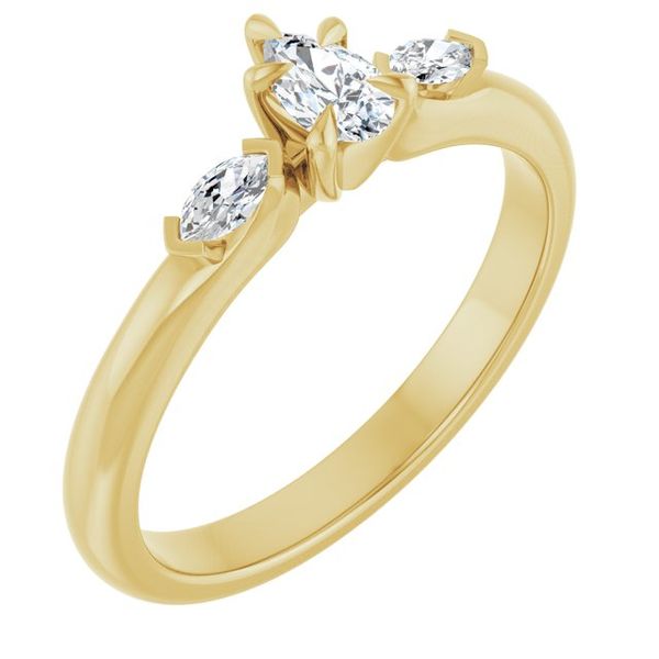 Claw-Prong Three-Stone Engagement Ring