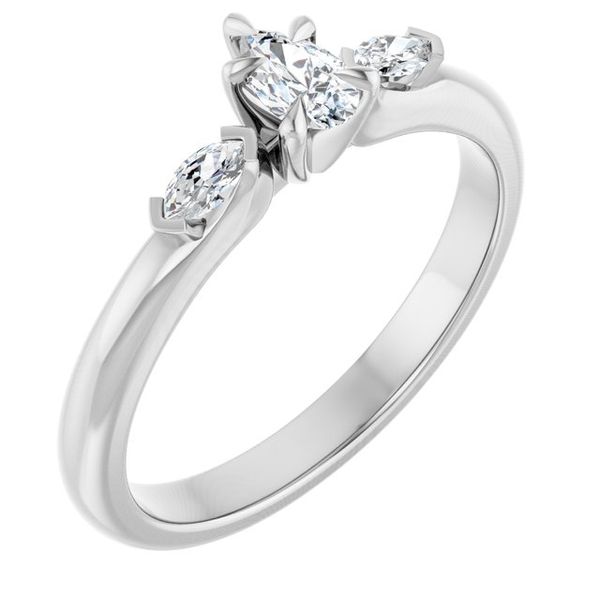 Claw-Prong Three-Stone Engagement Ring