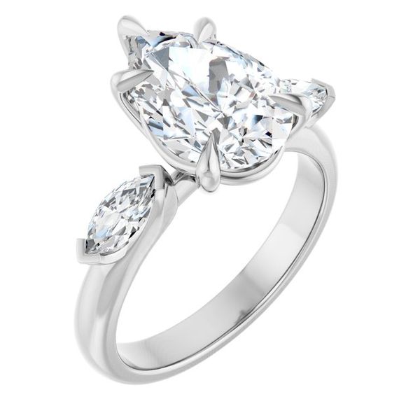 Claw-Prong Three-Stone Engagement Ring