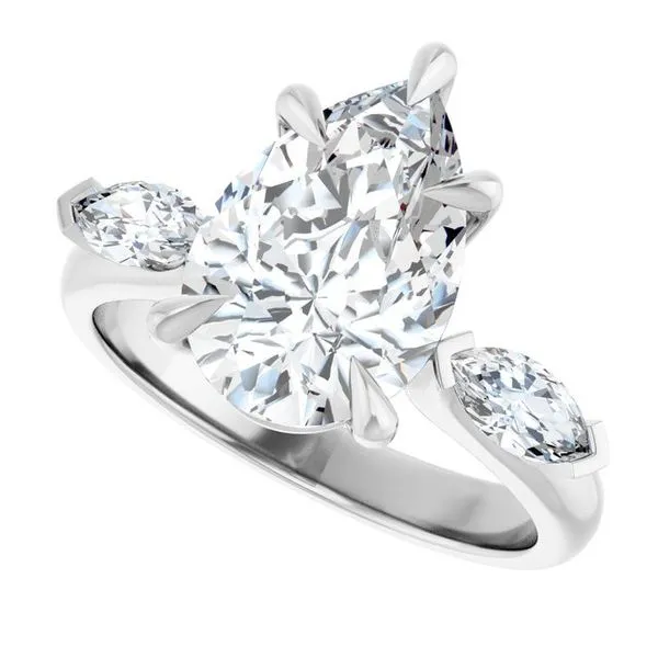 Claw-Prong Three-Stone Engagement Ring Image 5 Stuart Benjamin & Co. Jewelry Designs San Diego, CA