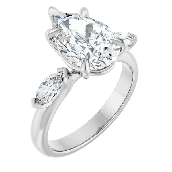 Claw-Prong Three-Stone Engagement Ring
