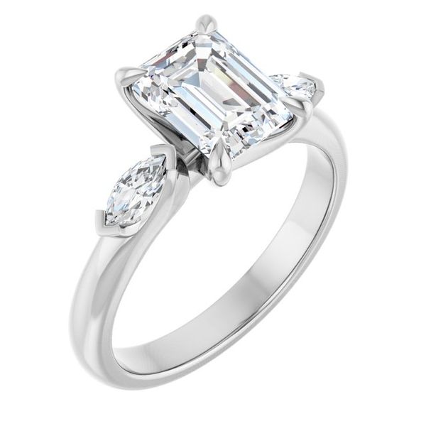 Claw-Prong Three-Stone Engagement Ring