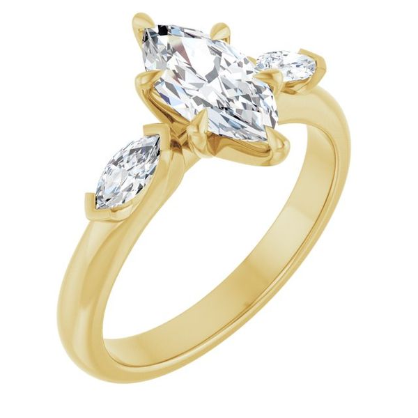 Claw-Prong Three-Stone Engagement Ring