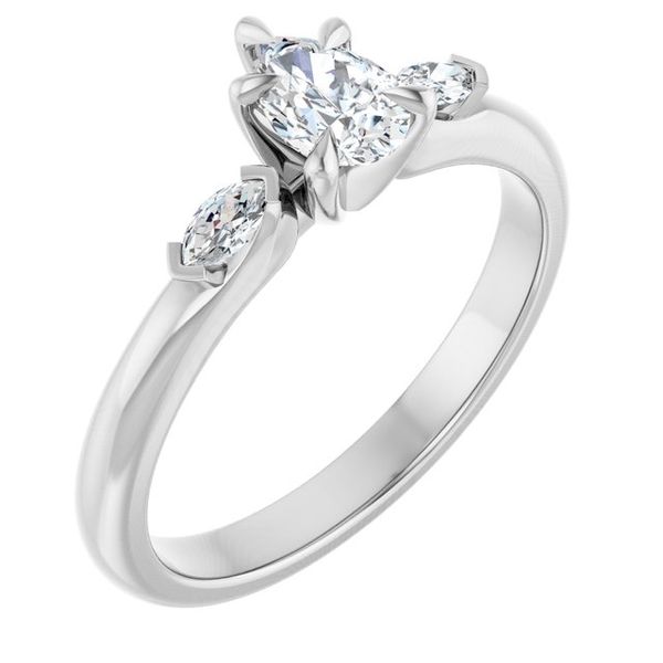 Claw-Prong Three-Stone Engagement Ring