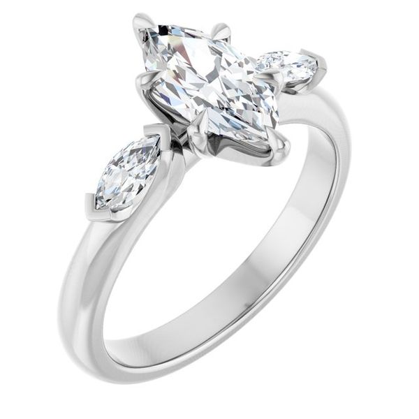 Claw-Prong Three-Stone Engagement Ring