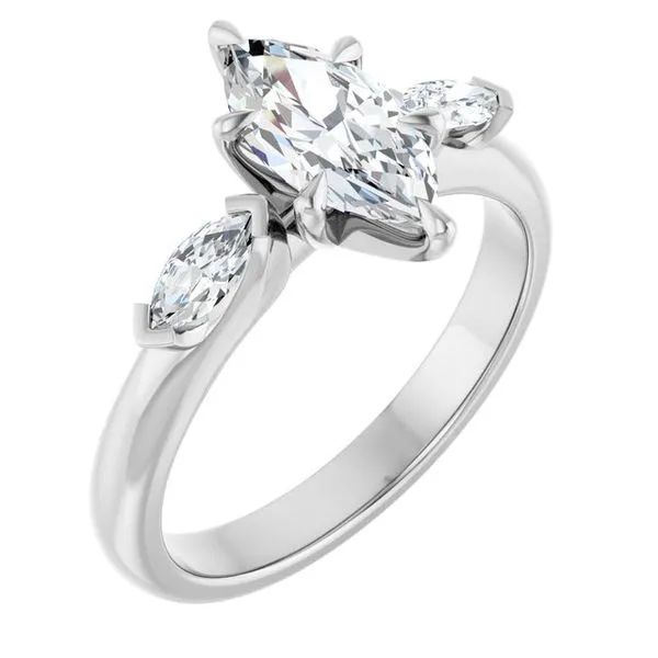 Claw-Prong Three-Stone Engagement Ring