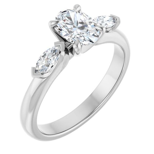 Claw-Prong Three-Stone Engagement Ring