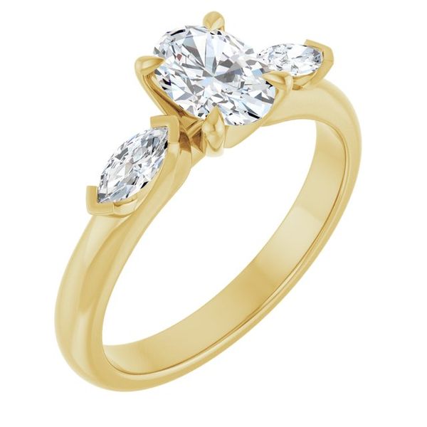 Claw-Prong Three-Stone Engagement Ring