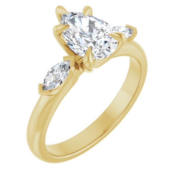 Claw-Prong Three-Stone Engagement Ring