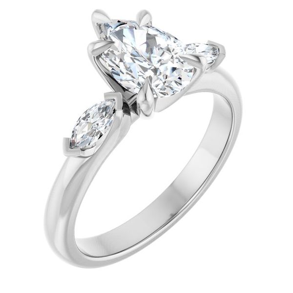 Claw-Prong Three-Stone Engagement Ring