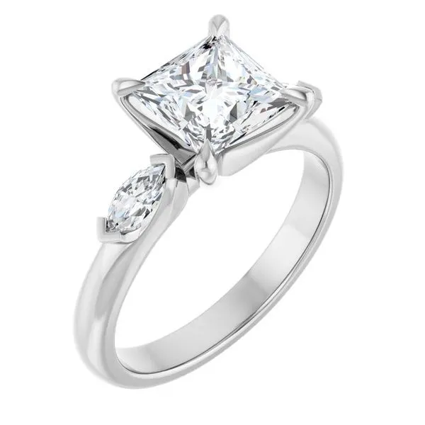 Claw-Prong Three-Stone Engagement Ring