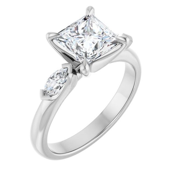 Claw-Prong Three-Stone Engagement Ring