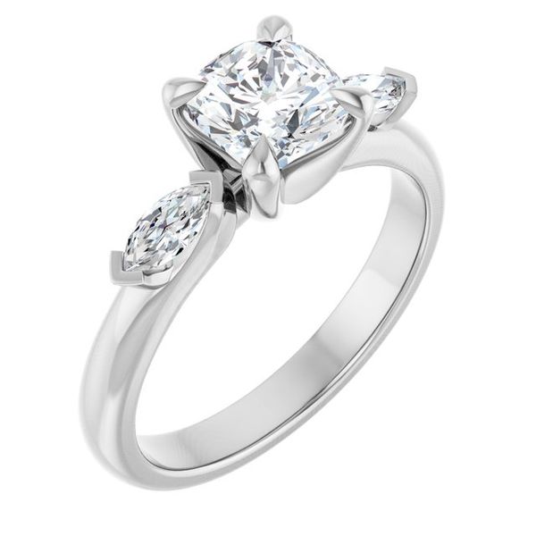 Claw-Prong Three-Stone Engagement Ring