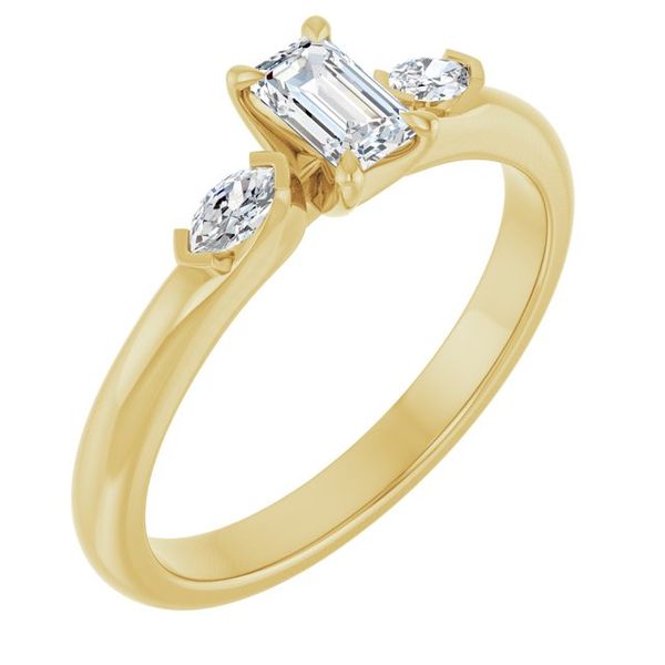 Claw-Prong Three-Stone Engagement Ring