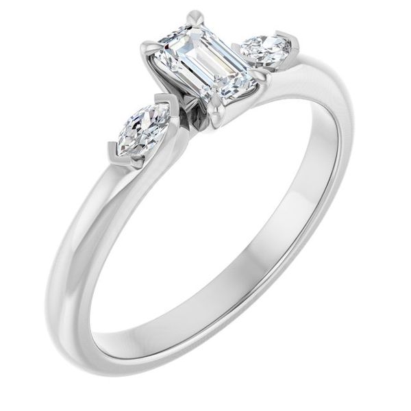 Claw-Prong Three-Stone Engagement Ring