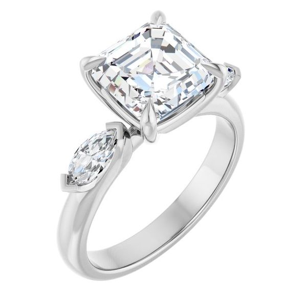 Claw-Prong Three-Stone Engagement Ring