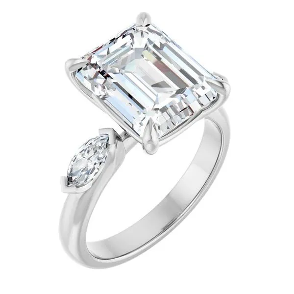 Claw-Prong Three-Stone Engagement Ring