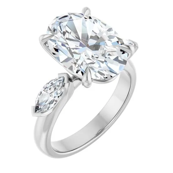 Claw-Prong Three-Stone Engagement Ring