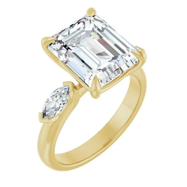 Claw-Prong Three-Stone Engagement Ring