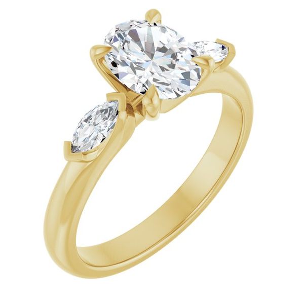 Claw-Prong Three-Stone Engagement Ring