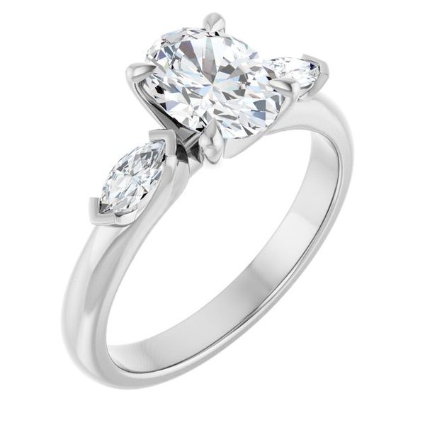 Claw-Prong Three-Stone Engagement Ring