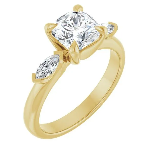 Claw-Prong Three-Stone Engagement Ring