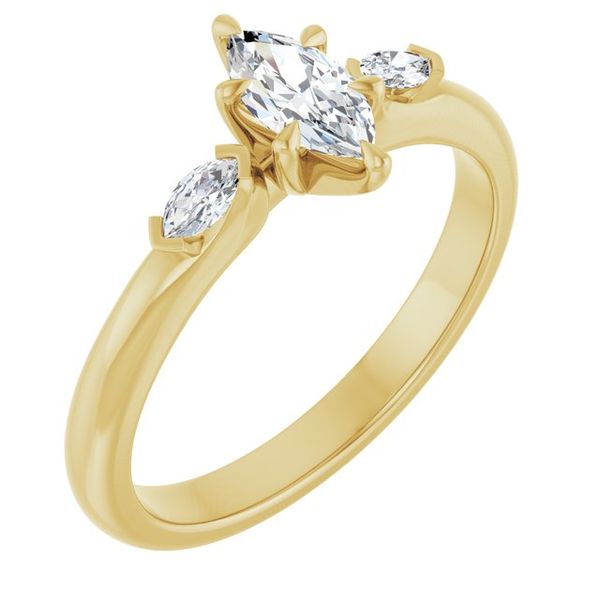 Claw-Prong Three-Stone Engagement Ring
