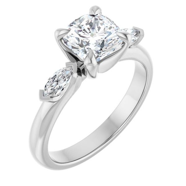 Claw-Prong Three-Stone Engagement Ring
