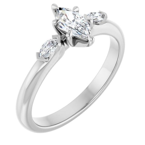 Claw-Prong Three-Stone Engagement Ring