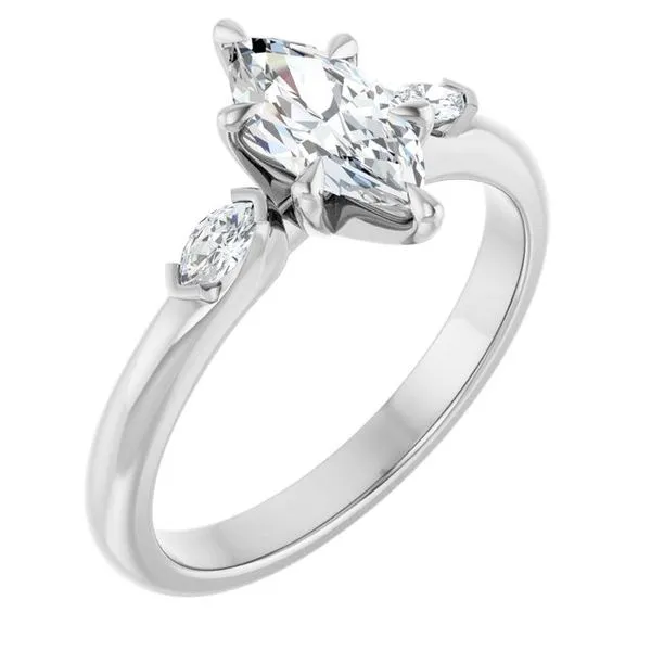 Claw-Prong Three-Stone Engagement Ring