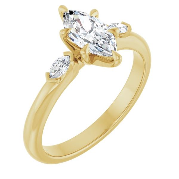 Claw-Prong Three-Stone Engagement Ring