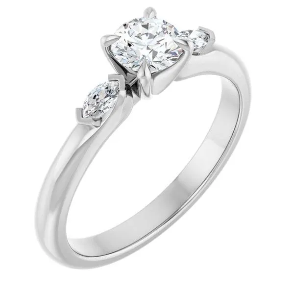 Claw-Prong Three-Stone Engagement Ring
