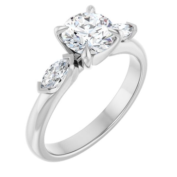 Claw-Prong Three-Stone Engagement Ring