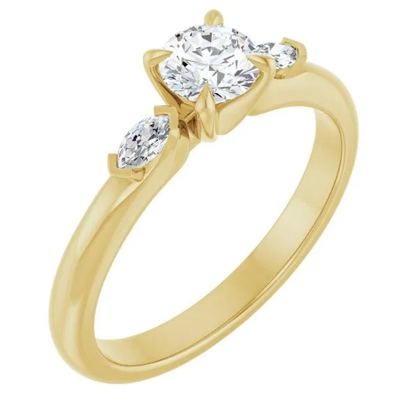 Claw-Prong Three-Stone Engagement Ring