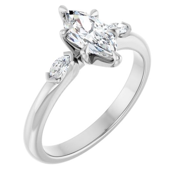 Claw-Prong Three-Stone Engagement Ring