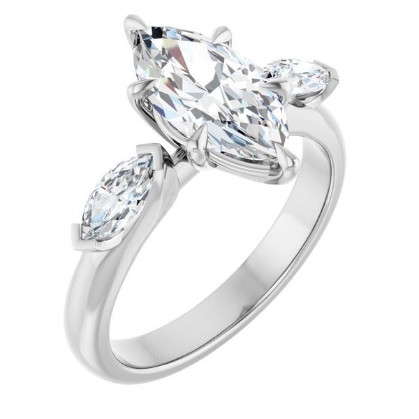 Claw-Prong Three-Stone Engagement Ring