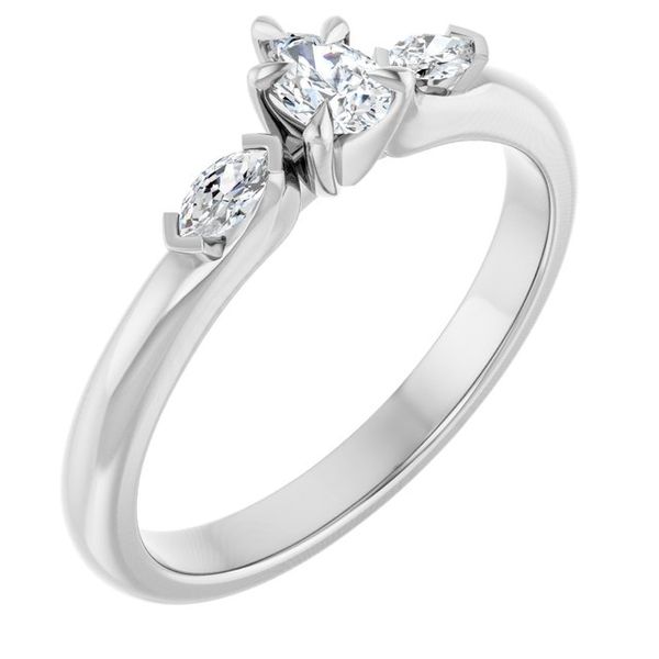 Claw-Prong Three-Stone Engagement Ring