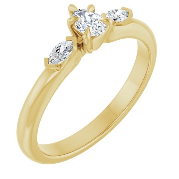 Claw-Prong Three-Stone Engagement Ring