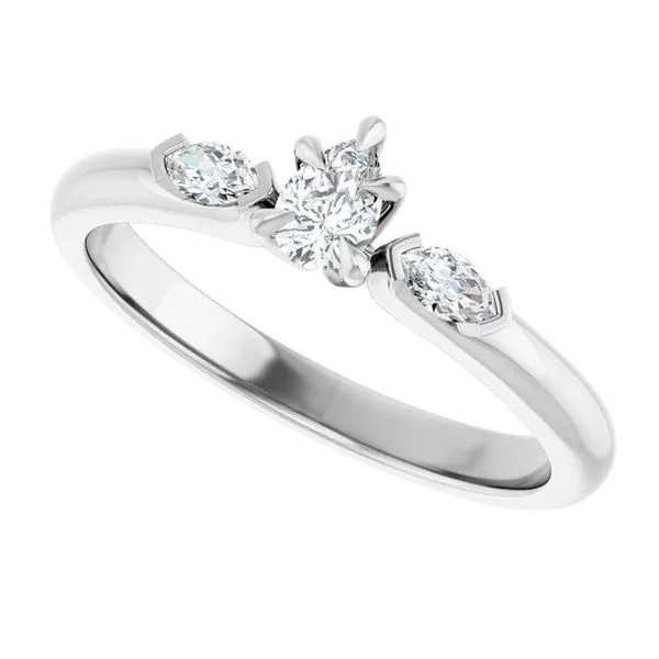 Claw-Prong Three-Stone Engagement Ring Image 5 J. West Jewelers Round Rock, TX
