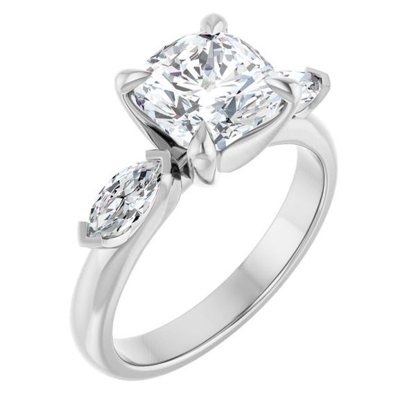 Claw-Prong Three-Stone Engagement Ring