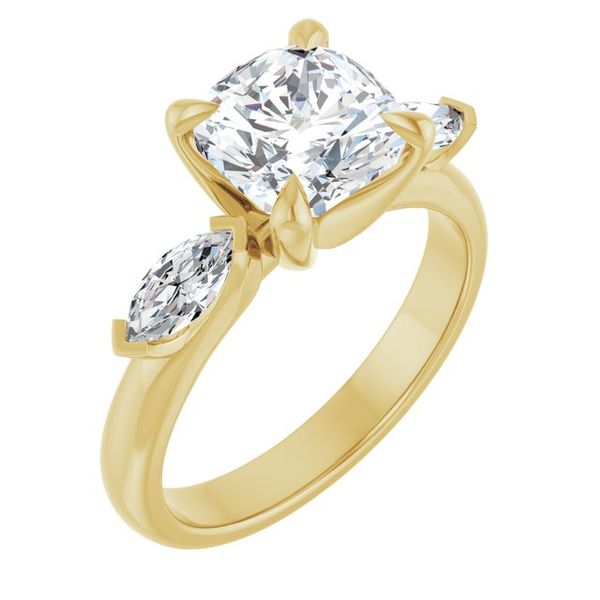 Claw-Prong Three-Stone Engagement Ring