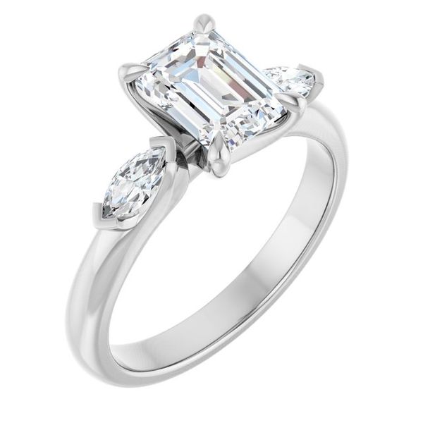 Claw-Prong Three-Stone Engagement Ring