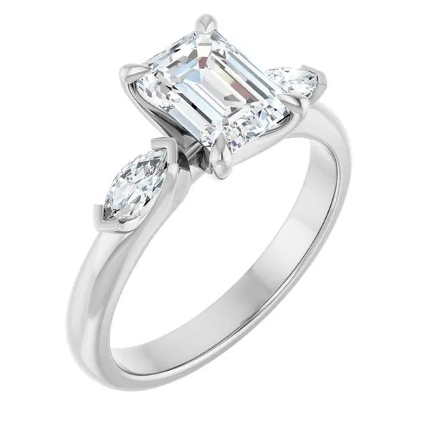 Claw-Prong Three-Stone Engagement Ring