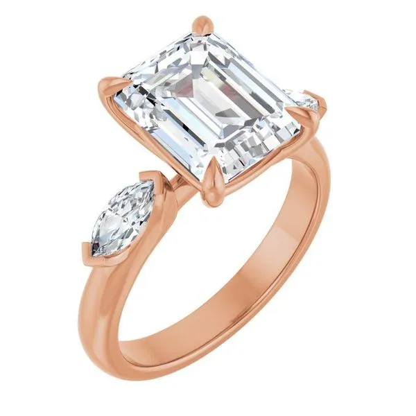 Claw-Prong Three-Stone Engagement Ring