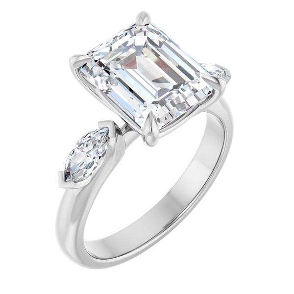 Claw-Prong Three-Stone Engagement Ring