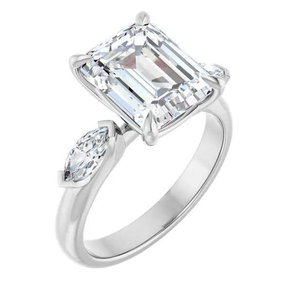Claw-Prong Three-Stone Engagement Ring