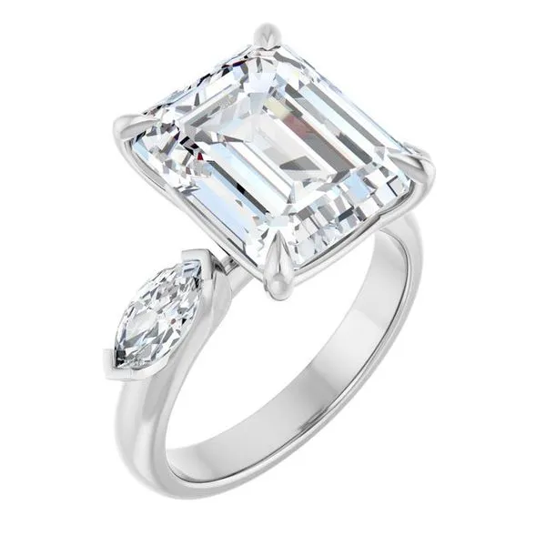 Claw-Prong Three-Stone Engagement Ring