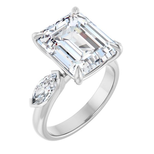 Claw-Prong Three-Stone Engagement Ring